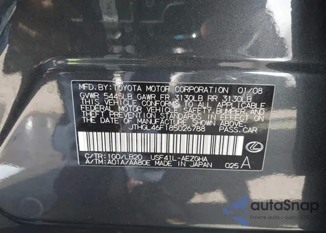 2008 Lexus Ls 460 L from USA, damaged, VIN JTHGL46F185026788